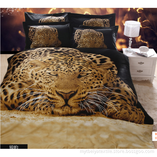 animal leopard print 3D bedding set with quilt cover bed sheet